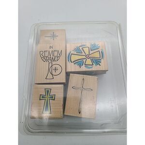Jesus Crucifixion Easter Cross‎ Christian Rubber Stamp Set Of 5 Junk Journal